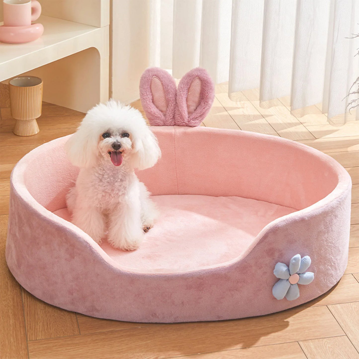 Bunny-Ear Plush Pet Bed