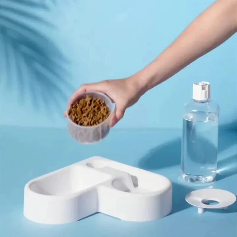Corner Pet Feeder with Automatic Water Dispenser