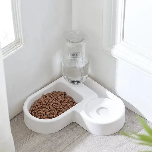 Corner Pet Feeder with Automatic Water Dispenser