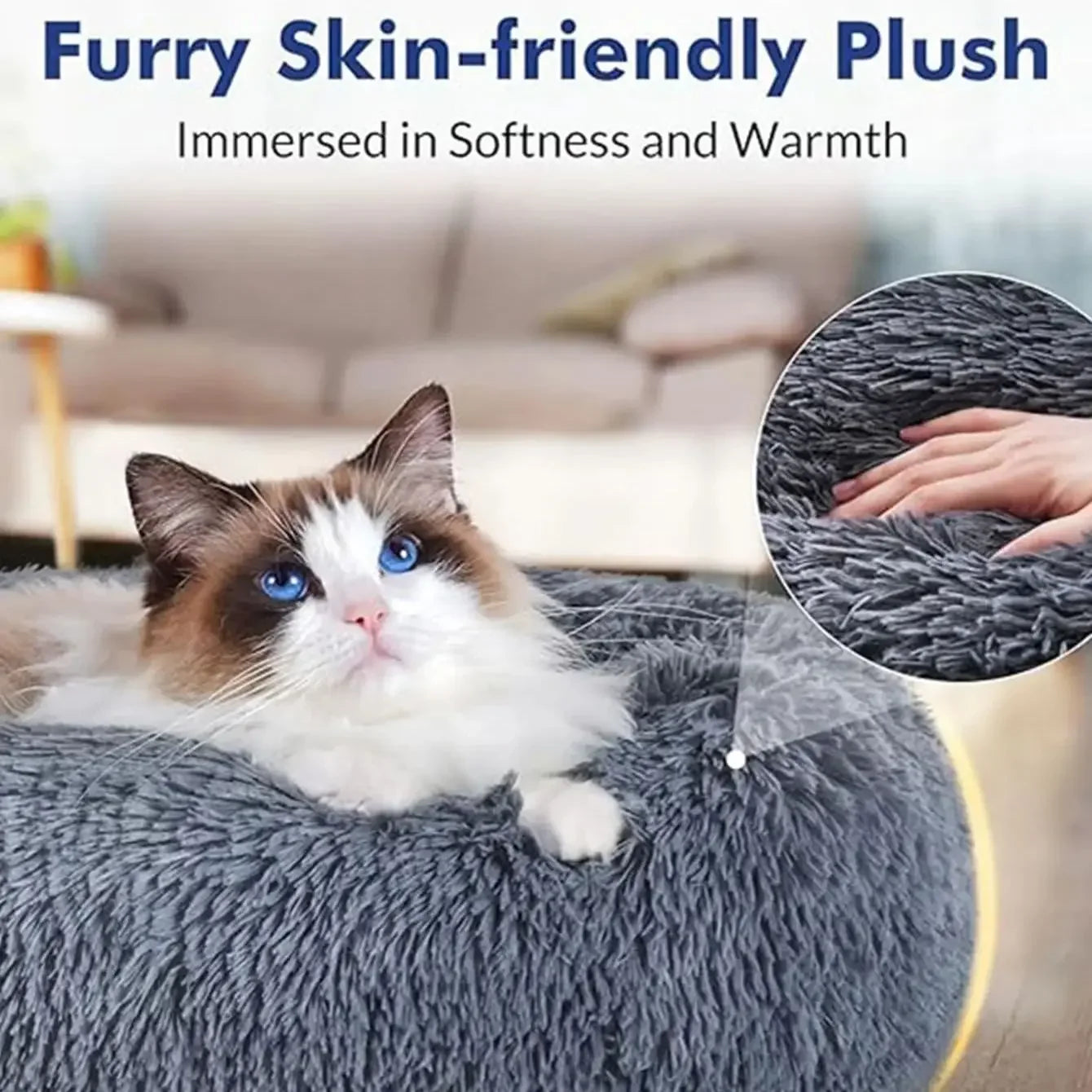 Fluffy Donut Cuddler Pet Bed