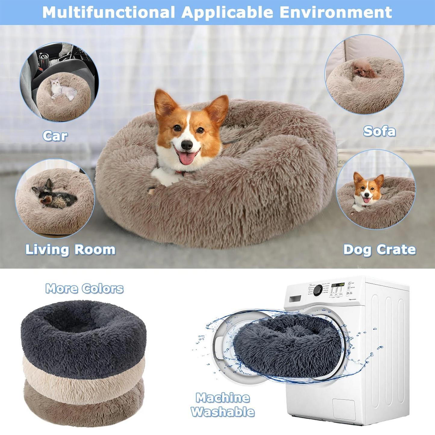 Fluffy Donut Cuddler Pet Bed