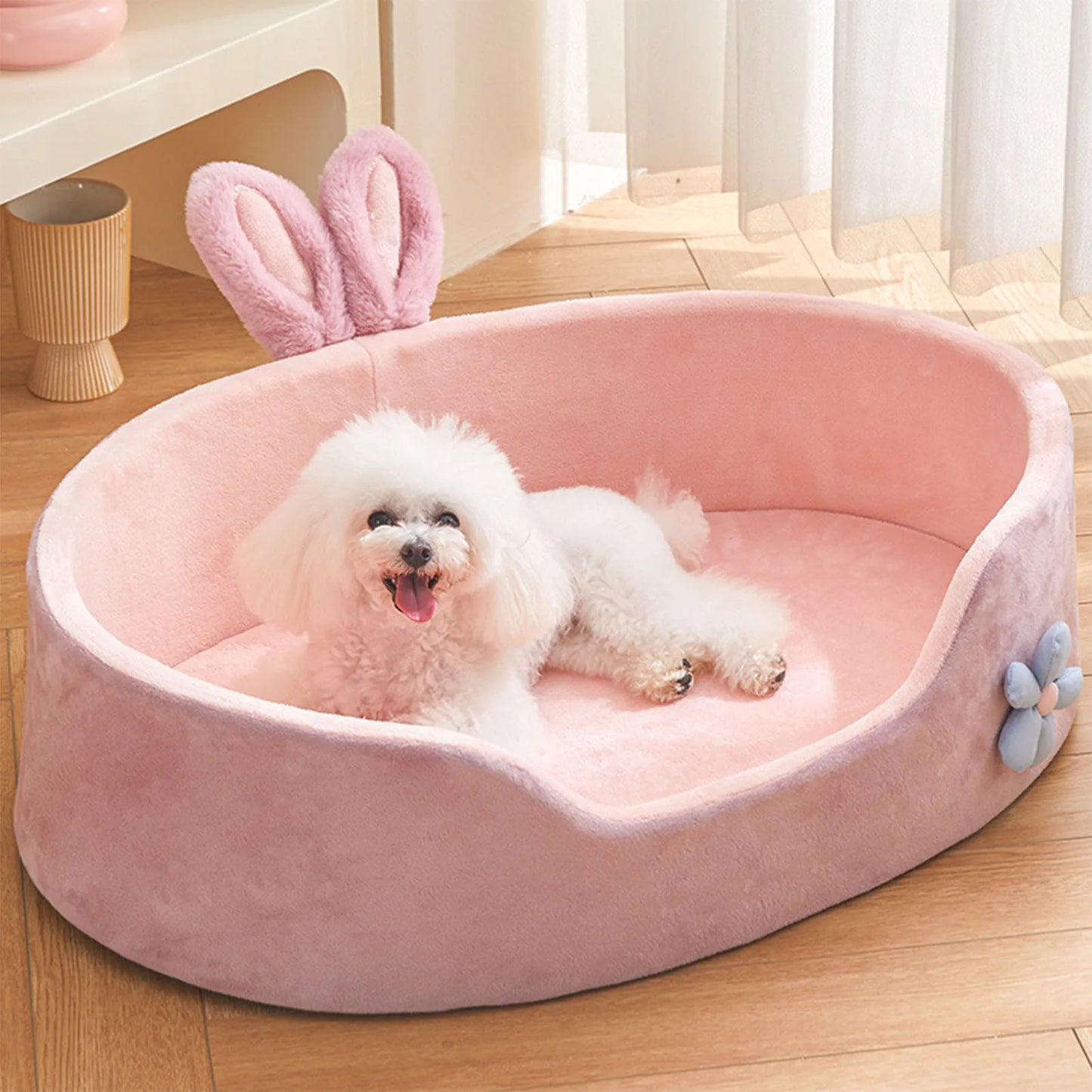 Bunny-Ear Plush Pet Bed