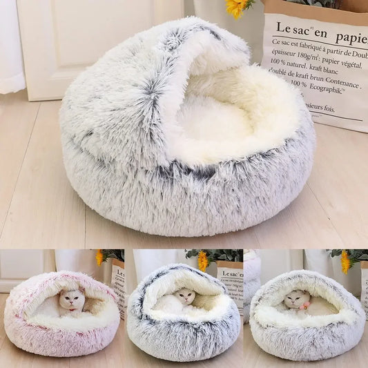 Luxury Fluffy Cave Pet Bed – Ultra-Soft Covered Comfort
